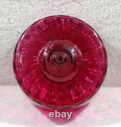 Cranberry Pink Internally Ribbed Spill Lip Kerosene Oil Lamp Font Fount