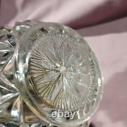 Crystal Glass Oil Lamp Victorian Diamond Cut Font Base With Duplex Burner