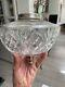 Cut glass oil lamp font silver plated collar and undermount 17 cm wide