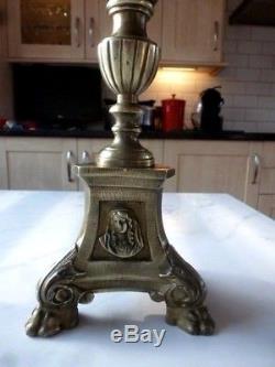 Danity Victorian W W Kosmo Brass Oil Lamp Complete With Original Cranberry Shade