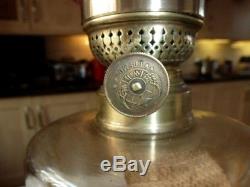 Danity Victorian W W Kosmo Brass Oil Lamp Complete With Original Cranberry Shade