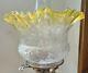 Duplex Molded Embossed Yellow Glass Oil Lamp Shade Beautifully etched 4 inch A1