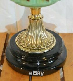 Duplex Oil Lamp. Green Hand Painted Font. Brass & Ceramic Base. Falks Burner