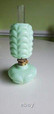 EAPG Victorian Miniature Acme Jadeite Green Opaque Oil Lamp