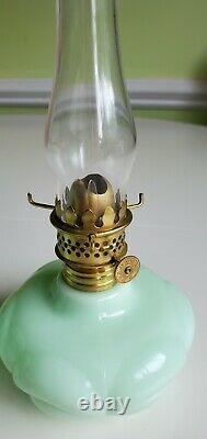 EAPG Victorian Miniature Acme Jadeite Green Opaque Oil Lamp