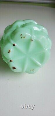 EAPG Victorian Miniature Basketweave Pattern Jadeite Green Opaque Oil Lamp