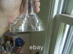 EARLY 1800s HAND BLOWN WHALE OIL LAMP 2 PRONG BURNER BOSTON & SANDWICH GLASS