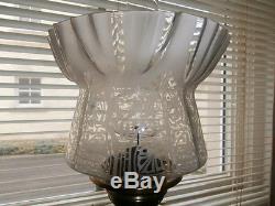 Excellent Etched & Frosted Victorian Tulip Oil Lamp Shade 4'' Fitter