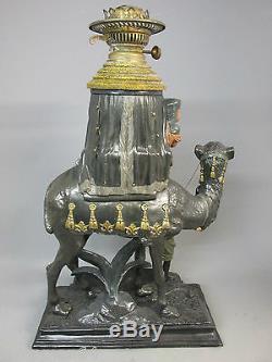 EXTREMELY RARE VICTORIAN CAMEL OIL LAMP BY WILHELM SCHILLER