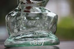 Extremely Rare Victorian Green Glass Bottle Oil Lamp / Nightlight