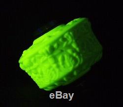 Embossed Pale Green Milk Glass Uranium Kerosene Oil Lamp Font Fount