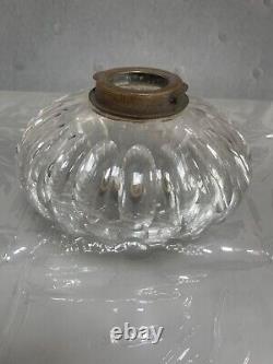 Enormous victorian thumb print cut glass oil lamp font 18 cm Hinks silver plate