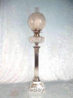 Evered & Co. Ltd. Silver Plated Corinthian Column Oil Lamp