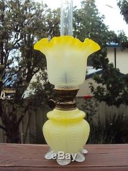 Extremely Rare Yellow Nailsea Miniature Oil Lamp