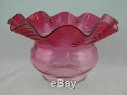 Fabulous 20th Century Cranberry Glass Wide Rimmed Duplex Oil Lamp Tulip Shade