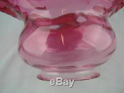 Fabulous 20th Century Cranberry Glass Wide Rimmed Duplex Oil Lamp Tulip Shade