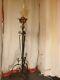 Fabulous Antique Victorian Solid Wrought Iron Telescopic Floor Oil Lamp Electric