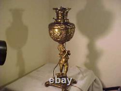 Fabulous Antique Victorian''cherub'' Banquet Parlor Oil Lamp