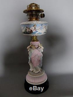 Fabulous Large Dresden Porcelain Hinks Oil Lamp