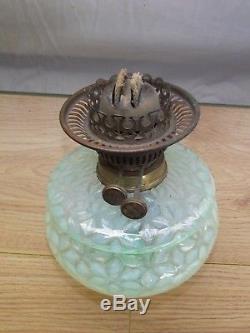 Fabulous Large Victorian Vaseline Glass Oil Lamp Font