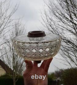 Fabulous Lead Crystal Daisy Cut Oil Lamp Font/Fount, Duplex, 176mm Wide, 23mm