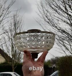 Fabulous Lead Crystal Daisy Cut Oil Lamp Font/Fount, Duplex, 176mm Wide, 23mm