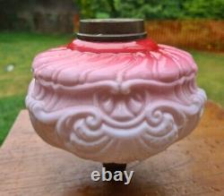 Fabulous Original pink glass oil lamp font 23mm undermount screw collar duplex