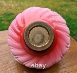 Fabulous Original pink glass oil lamp font 23mm undermount screw collar duplex