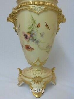 Fabulous Signed Edward Raby Royal Worcester Oil Lamp 1892