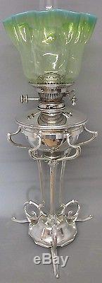 Fabulous Signed Hinks Arts & Crafts Silver Plated Oil Lamp