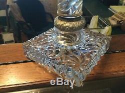 Fine 1800s Cut Crystal Glass & Pattern 25 inch Tall Floor Oil Lamp Hinks & Sons