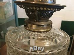 Fine 1800s Cut Crystal Glass & Pattern 25 inch Tall Floor Oil Lamp Hinks & Sons