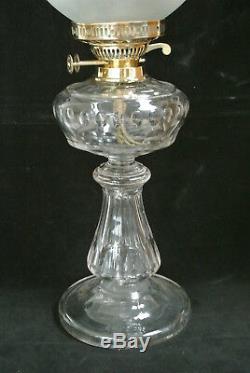 Fine Victorian completely cut glass duplex oil lamp working order