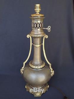 French Victorian Bronze & Brass Oil Foot Lamp c. 1880