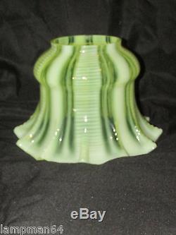 Gorgeous Victorian Vaseline Glass Powell W A S Benson Duplex Oil Lamp Shade