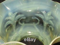 Gorgeous Victorian Vaseline Glass Powell W A S Benson Duplex Oil Lamp Shade
