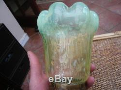 Genuine Vintage Antique Victorian Vaseline Glass Oil Lamp Light Shade & Fitting