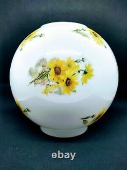 Glass Ball Globe Shade GWTW Hurricane Oil Electric Lamp Shade Daisy Flowers