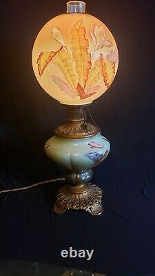 Gone With The Wind GWTW LARGE 26 ANTIQUE OIL PARLOR Lamp Converted TOP LIGHT