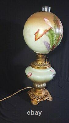 Gone With The Wind GWTW LARGE 26 ANTIQUE OIL PARLOR Lamp Converted TOP LIGHT