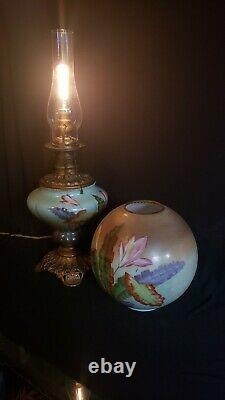 Gone With The Wind GWTW LARGE 26 ANTIQUE OIL PARLOR Lamp Converted TOP LIGHT