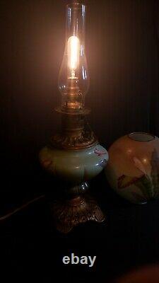 Gone With The Wind GWTW LARGE 26 ANTIQUE OIL PARLOR Lamp Converted TOP LIGHT