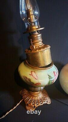 Gone With The Wind GWTW LARGE 26 ANTIQUE OIL PARLOR Lamp Converted TOP LIGHT