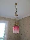 Grand Victorian Cranberry Glass Paraffin Hall Oil Lamp Hanging Light