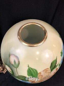Green Floral Antique Banquet Oil Lamp GONE WITH THE WIND LAMP