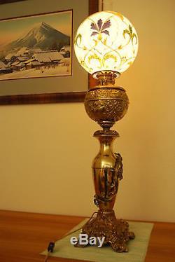 Gwtw Antique Victorian Oil Kerosene Old Banquet Parlor Gone With The Wind Lamp