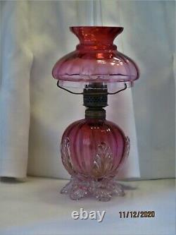 H 393 V Rare Victorian Art Glass Miniature Oil Lamp 7 1/2H X FINE MINT