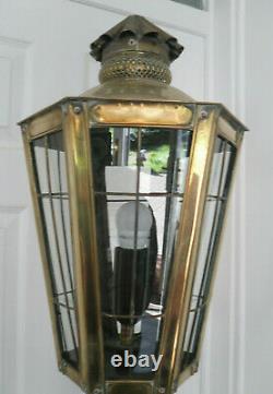 HEAVY BRASS Antique Standard LAMP LANTERN VICTORIAN Oil Street Light Style 183cm