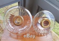 HUGE 190mm 19cm Victorian Screw collar HEAVY Cut Glass Crystal Oil Lamp Font A1