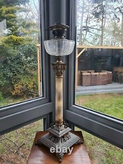 HUGE Original Victorian French Onyx Marble Art Nouveau Oil Lamp Base 56cm 22ins